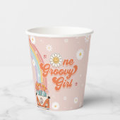 Een Groovy Meisje Retro Regenboog 1e Verjaardag Papieren Bekers (Voorkant)