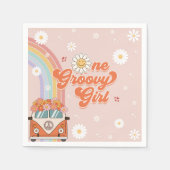 Een Groovy Meisje Retro Regenboog 1e Verjaardag Servet (Voorkant)