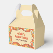 Een Groovy Meisje Retro Regenboog 1e Verjaardagsfe