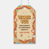 Een Groovy Meisje Retro Regenboog 1e Verjaardagsfe Cadeaulabel (Voorkant)