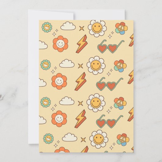 Een Groovy Meisje Retro Regenboog 1e Verjaardagsfe Kaart (Achterkant)