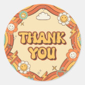 Een Groovy Meisje Retro Regenboog 1e Verjaardagsfe Ronde Sticker (Voorkant)