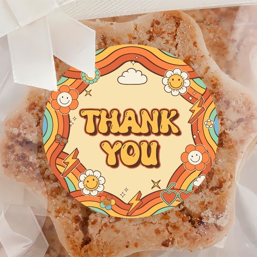 Een Groovy Meisje Retro Regenboog 1e Verjaardagsfe Ronde Sticker