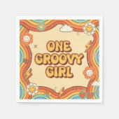 Een Groovy Meisje Retro Regenboog 1e Verjaardagsfe Servet (Voorkant)