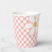 Een Groovy meisje roze Daisy Checker Papieren Bekers (Achterkant)