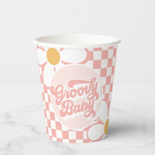Een Groovy meisje roze Daisy Checker Papieren Bekers (Voorkant)