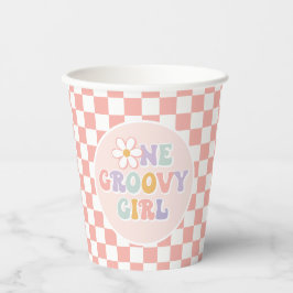 Een Groovy meisje roze Daisy Checker Papieren Bekers