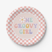 Een Groovy meisje roze Daisy Checker Papieren Bordje (Voorkant)