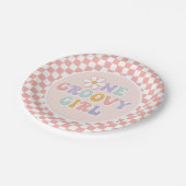 Een Groovy meisje roze Daisy Checker Papieren Bordje (Gekanteld)