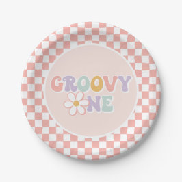 Een Groovy meisje roze Daisy Checker Papieren Bordje