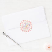 Een Groovy meisje roze Daisy Checker Ronde Sticker (Envelop)