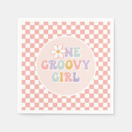 Een Groovy meisje roze Daisy Checker Servet