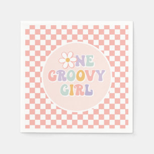 Een Groovy meisje roze Daisy Checker Servet