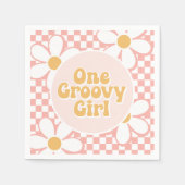 Een Groovy meisje roze Daisy Checker Servet (Voorkant)