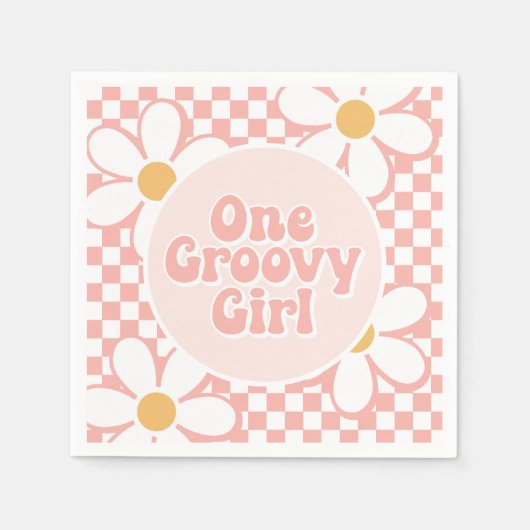 Een Groovy meisje roze Daisy Checker Servet (Voorkant)