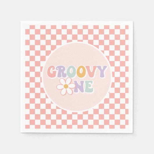 Een Groovy meisje roze Daisy Checker Servet (Voorkant)