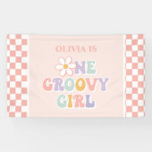 Een Groovy meisje roze Daisy Checker Spandoek (Horizontaal)