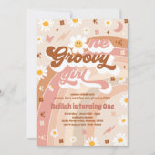 Eén groovy meisje vrede liefde feest regenboog ver kaart (Voorkant)