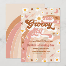 Eén groovy meisje vrede liefde feest regenboog ver