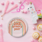 Een Groovy Pair Daisy regenboog 1e verjaardag Papieren Bordje (Feest)