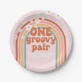 Een Groovy Pair Daisy regenboog 1e verjaardag Papieren Bordje (Voorkant)