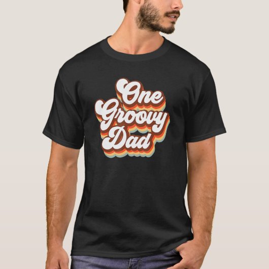 Een Groovy Pap Retro Papa Hippie Birthday 70s Vet T-shirt (Voorkant)