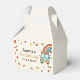 Een Groovy Retro Regenboog 1e Verjaardag Bedankdoosjes