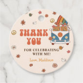 Een Groovy Retro Regenboog 1e Verjaardag Bedankjes Labels (Voorkant)