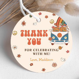 Een Groovy Retro Regenboog 1e Verjaardag Bedankjes Labels