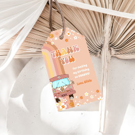 Een Groovy Retro Regenboog 1e Verjaardag Cadeaulabel