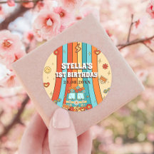 Een Groovy Retro Regenboog 1e Verjaardag