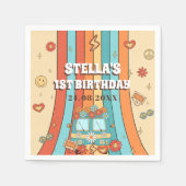 Een Groovy Retro Regenboog 1e Verjaardag Servet (Voorkant)