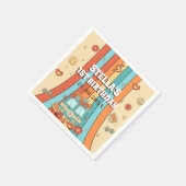 Een Groovy Retro Regenboog 1e Verjaardag Servet (Hoek)