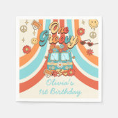 Een Groovy Retro Regenboog 1e Verjaardag Servet (Voorkant)