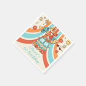 Een Groovy Retro Regenboog 1e Verjaardag Servet (Hoek)