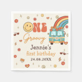 Een Groovy Retro Regenboog 1e Verjaardag Servet (Voorkant)