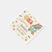 Een Groovy Retro Regenboog 1e Verjaardag Servet (Hoek)