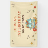 Een Groovy Retro Regenboog 1e Verjaardag Spandoek (Verticaal)