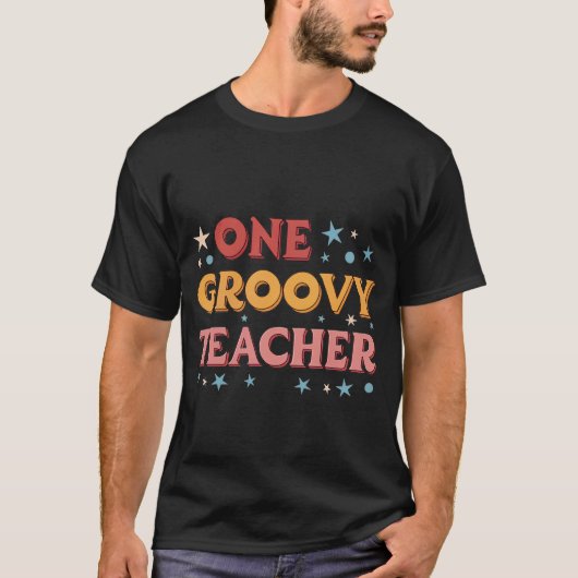 Een Groovy Teacher Retro Floral Hippie Vibe T-shir T-shirt (Voorkant)