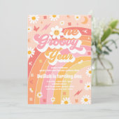 Eén Groovy Year Peace Love Party Rainbow Birthday Kaart (Staand voorkant)