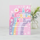 Eén Groovy Year Peace Love Party Rainbow Birthday Kaart (Staand voorkant)