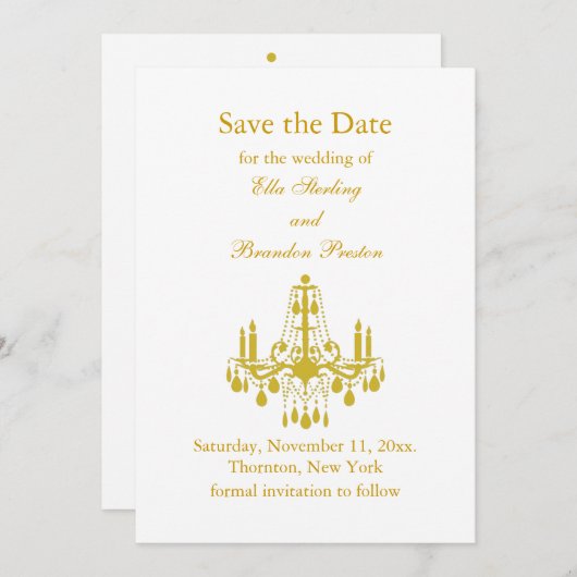 Een grote balruimte sparen de Datum (geel) Save The Date (Voorkant / Achterkant)