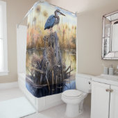 Een grote blauwe reiger in de Everglades Douchegordijn (In situ)