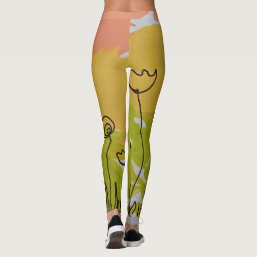 Een grote bloem leggings (Achterkant)