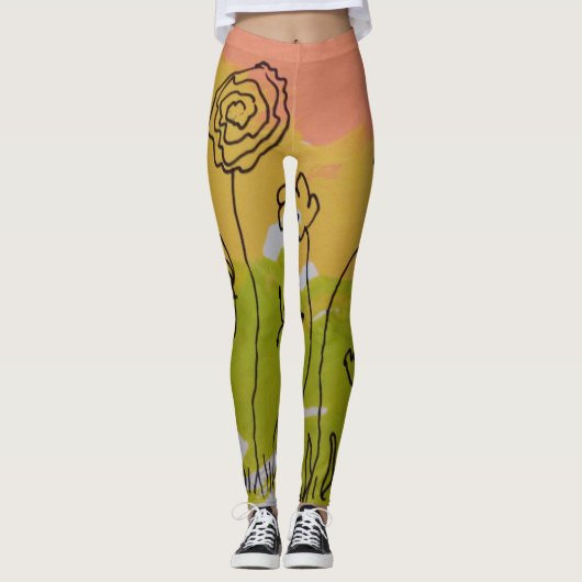 Een grote bloem leggings (Voorkant)