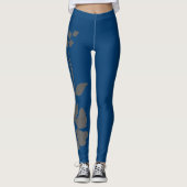 Een grote bloem - TARDIS blauw met grijs Leggings (Voorkant)