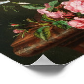 Een grote Bouquet van Bloemen met perziken en drui Poster (Hoek)