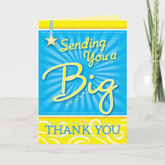 Een grote dank aan u in Cheerful Blue met gele ste Kaart (Voorkant)