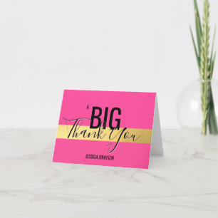 EEN GROTE DANK - Faux Gold Foil Hot Pink   NAAM Bedankkaart