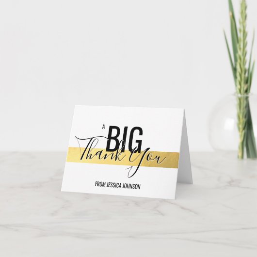 Een grote dank u - Faux Gold Folie Wit | voeg naam Bedankkaart (Voorkant)